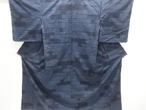 アンティーク　ヱ霞模様織出し本真綿結城紬80亀甲着物